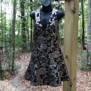 Alice + Olivia Silver Floral Embroidery Dress